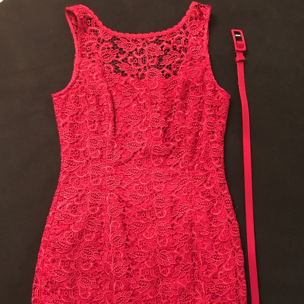 -White House Black Market Red lace sheath dress